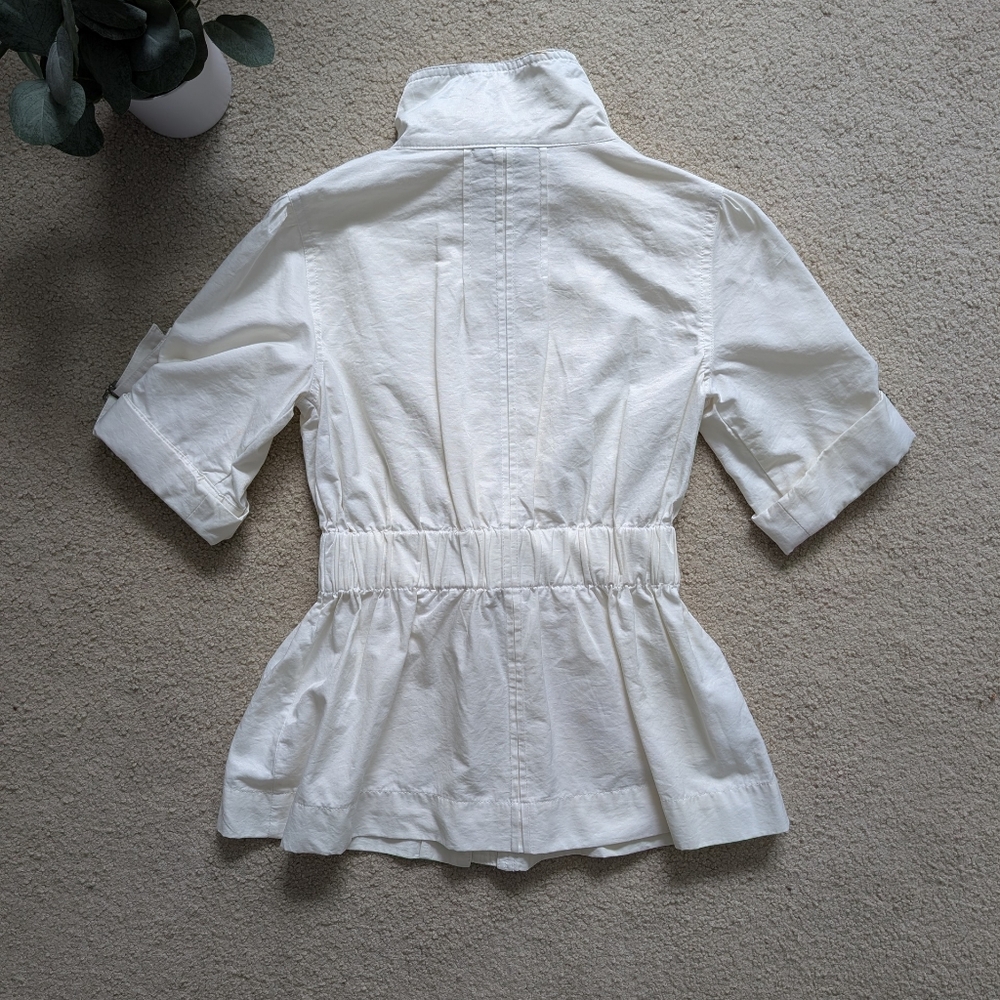 Luii White High Collar Half Sleeve Jacket Size Small - Picture 3 of 11
